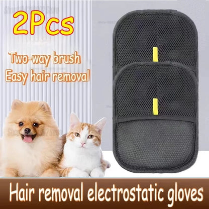 Upgrated Pet Hair Remover Brush Double-Sided Fur Hair Deshedding Brush Glove for Dog Cat for Deshedding Cleaning Carpets Sofas