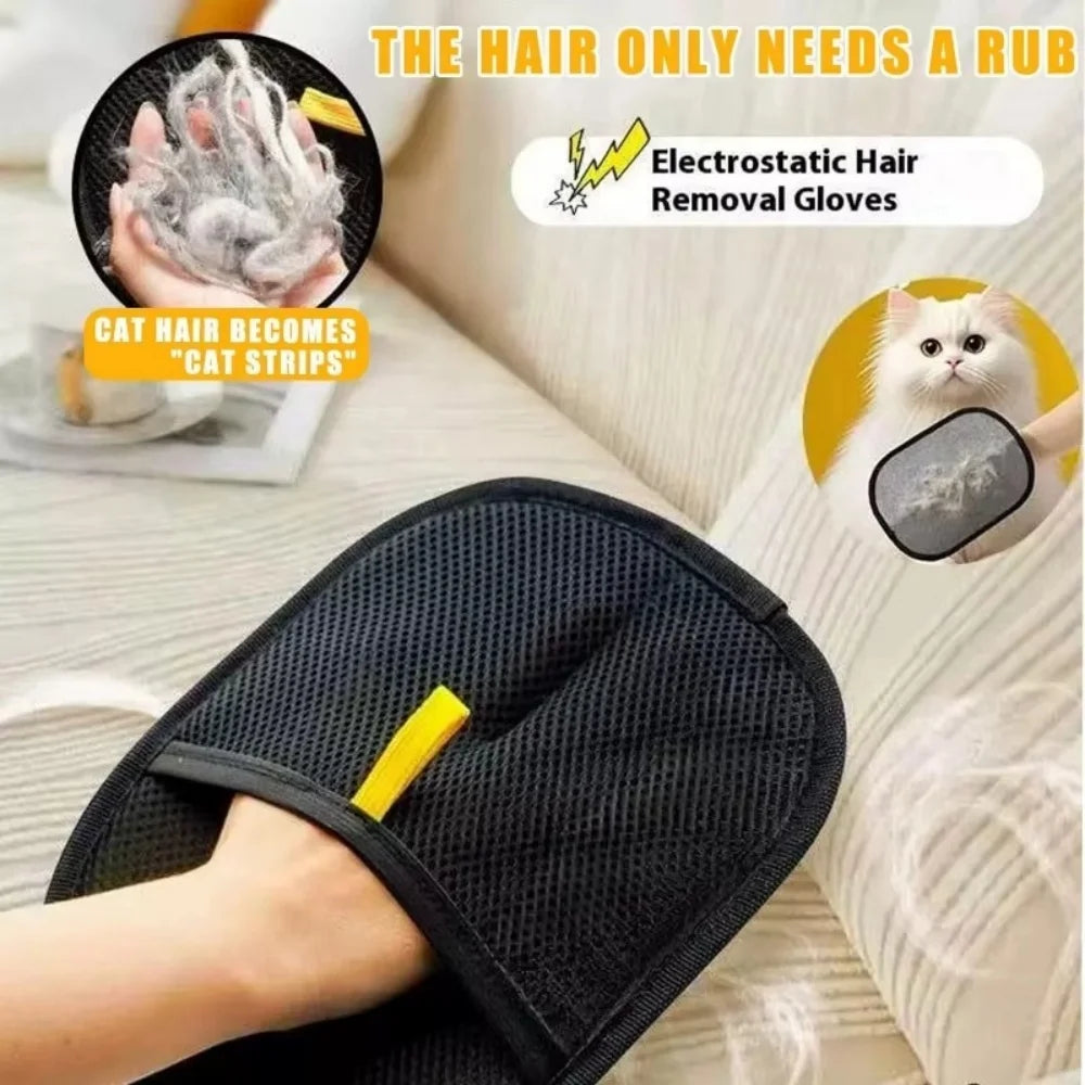 Upgrated Pet Hair Remover Brush Double-Sided Fur Hair Deshedding Brush Glove for Dog Cat for Deshedding Cleaning Carpets Sofas